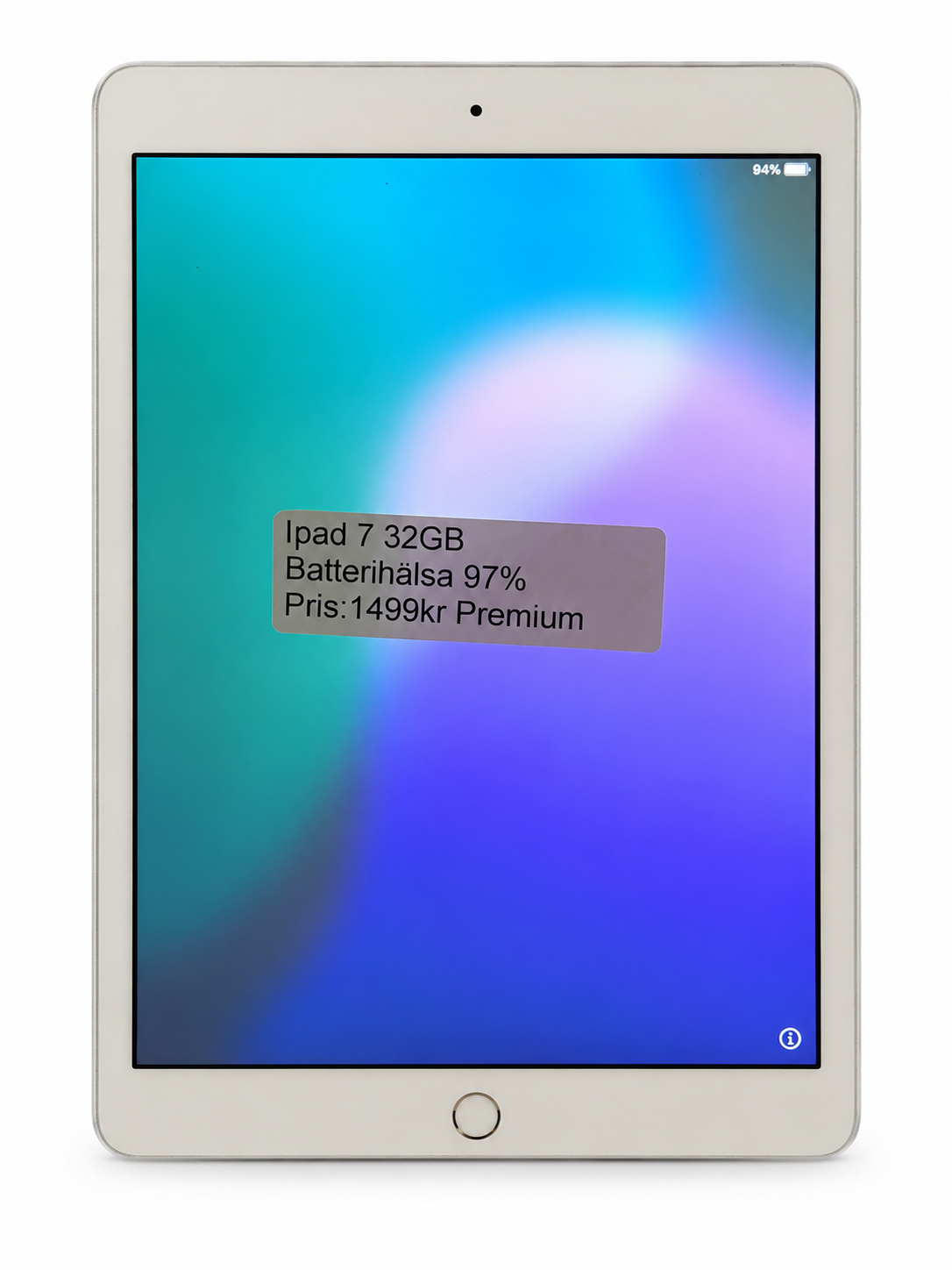 iPad 7 32 GB med 97 % batterihälsa – framsida