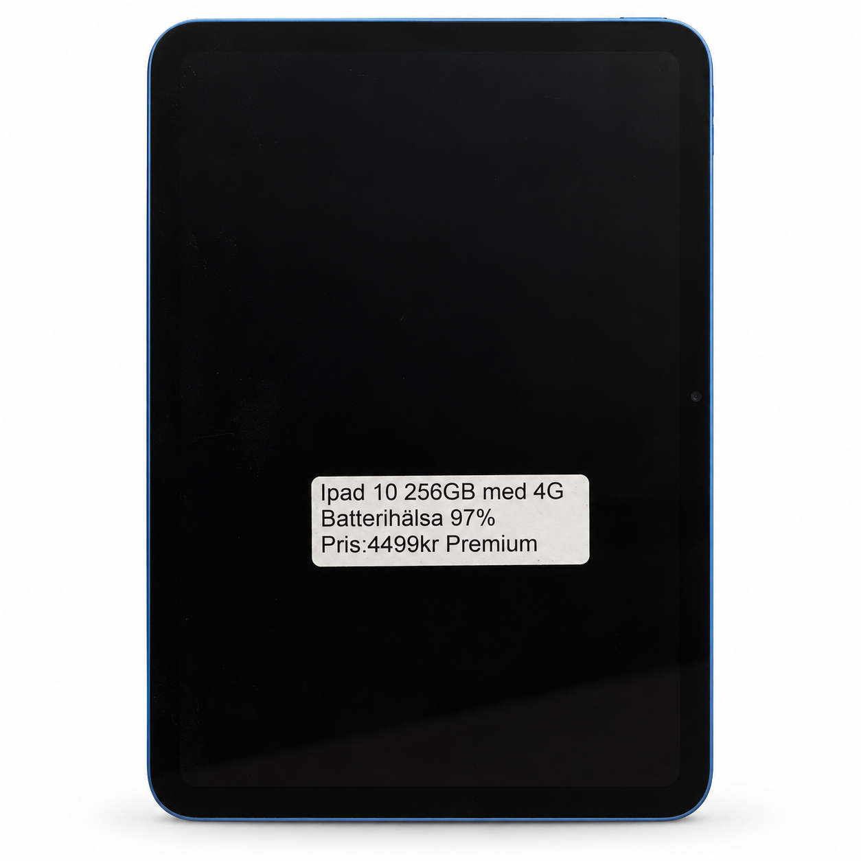iPad 10 256 GB blå med 97 procent batterihälsa – framsida